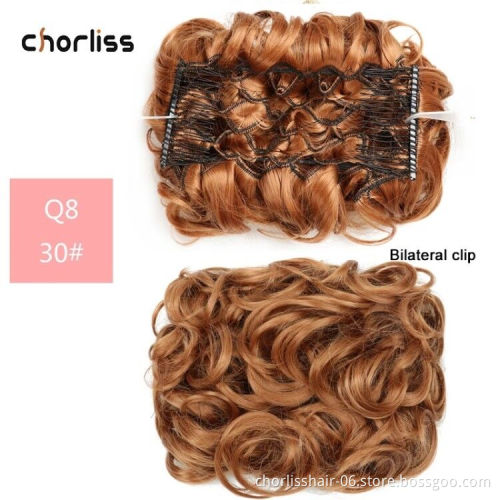 Wholesale Two Plastic Comb Wave Curly Synthetic Hair Scrunchie Elegant Beauty Hair Bun Chignon Chignon Clip Bun Easy Use